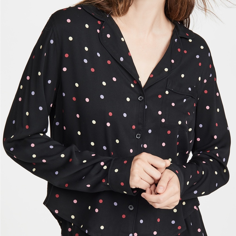 RAILS “Kellen” Multicolor Polka Dot Cropped Blouse, Size Medium